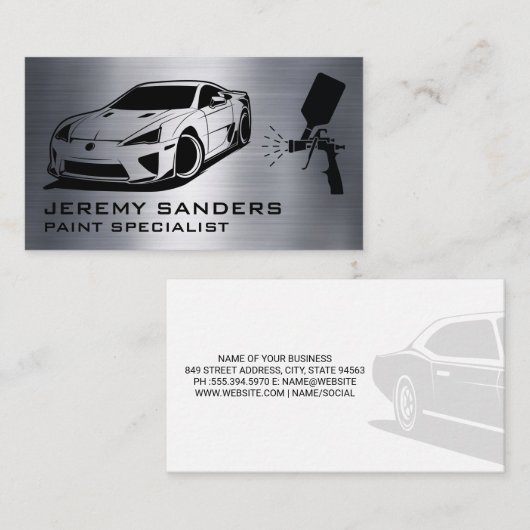 スポーツカーイラストレーション | 自動ス絵を描プレイ 名刺 (正面/裏面)