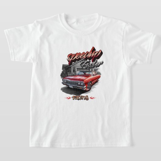 スポーツカーイラストレーション Tシャツ (レイダウン)