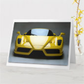スポーツカーウィッシュおもしろいジャンボ誕生日カード カード (黄色い花)
