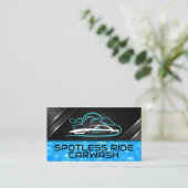 スポーツカーオートウォッシュロゴ | 青い泡 名刺 (スタンド正面)