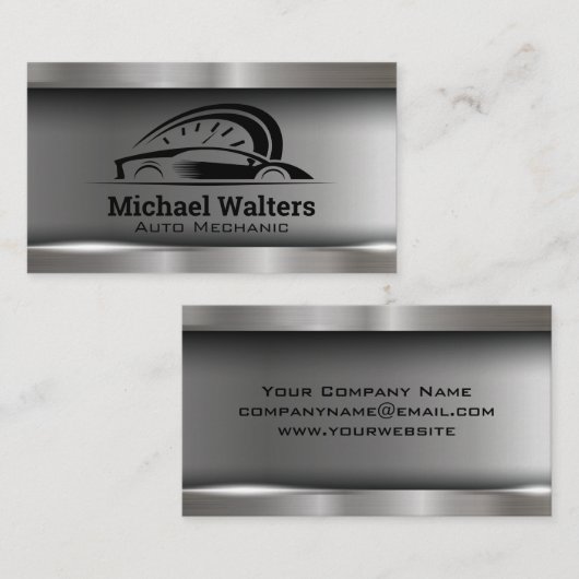 スポーツカーオートスピードメータロゴ |メタリック 名刺 (正面/裏面)