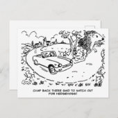 スポーツカーカントリーサイドで運転。おもしろい ポストカード (正面/裏面)