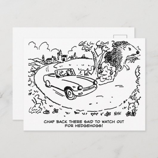 スポーツカーカントリーサイドで運転。おもしろい ポストカード (正面/裏面)