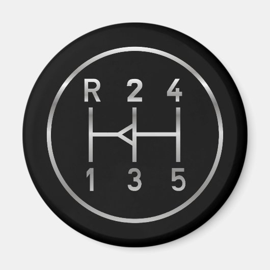 スポーツカーギアノブ、トランスミッションのシフトパターン マグネット (正面)