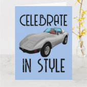 スポーツカークラシック誕生日カード カード (黄色い花)