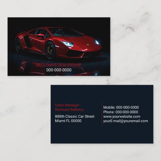スポーツカーディーラーの名刺 名刺 (正面/裏面)