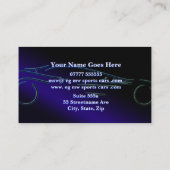 スポーツカーディーラー、スタイル設定された青いロゴ 名刺 (裏面)