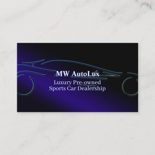 スポーツカーディーラー、スタイル設定された青いロゴ 名刺 (正面)