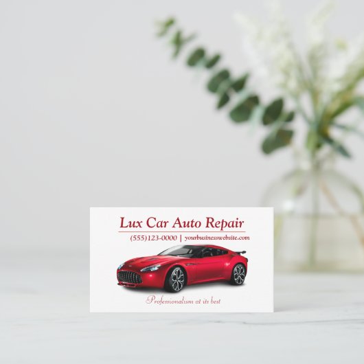 スポーツカーデザイン自動補修整備士 名刺 (スタンド正面)