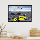 スポーツカーバルーン抽象芸術 ポスター (キッチン)