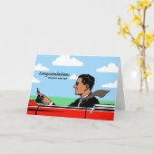 スポーツカーパパ新車おめでとう カード (黄色い花)