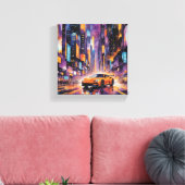 スポーツカーモダンイン市内夜景 キャンバスプリント (インサイチュ (リビング))