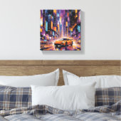 スポーツカーモダンイン市内夜景 キャンバスプリント (インサイチュ (寝室))