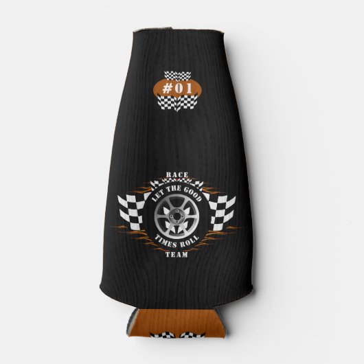 スポーツカーレーシングホイール市松模様にフラッグフレイムプロ ボトルクーラー (正面)