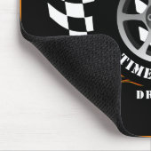 スポーツカーレーシングホイール市松模様にフラッグフレイムプロ マウスパッド (コーナー)