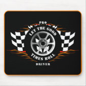 スポーツカーレーシングホイール市松模様にフラッグフレイムプロ マウスパッド (正面)