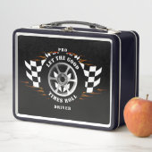 スポーツカーレーシングホイール市松模様にフラッグフレイムプロ メタルランチボックス (インサイチュ)