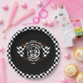 スポーツカーレーシング市松模様にフラグパーティー用品 ペーパープレート (パーティー)