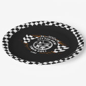 スポーツカーレーシング市松模様にフラグパーティー用品 ペーパープレート (アングル)