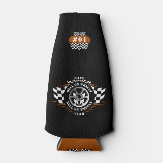 スポーツカーレーシング市松模様にフラグホイールフレイムプロ ボトルクーラー (正面)