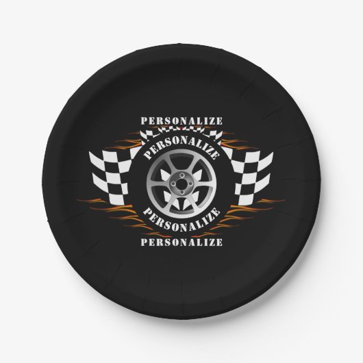 スポーツカーレースおもしろいパーティーお祝い用品 ペーパープレート (正面)