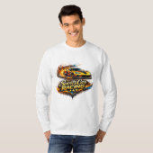 スポーツカーレースの炎グラフィック長袖Tシャツ Tシャツ (正面フル)