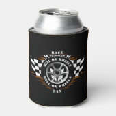 スポーツカーレース地獄オンホイールプロ市松模様にー 缶クーラー (缶正面)