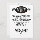 スポーツカーレース チェッカーフラッグ お祝いパーティー 招待状 (裏面)