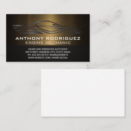 スポーツカーロゴ | 自動車部品とメンテナンス 名刺 (正面/裏面)