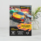 スポーツカー付きレースカー誕生日パーティー 招待状 (スタンド正面)