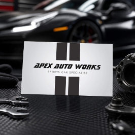 スポーツカー専門ストライプ グレー 名刺