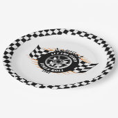 スポーツカー市松模様にレーシングフラグパーティー用品 ペーパープレート (アングル)