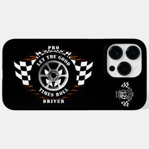 スポーツカー市松模様にレーシングフラッグホイールバーンアウト Case-Mate iPhone 14 PRO MAXケース