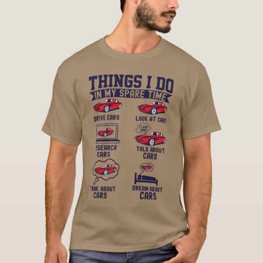 スポーツカー愛好家の余暇活動の家族向け Tシャツ (正面)