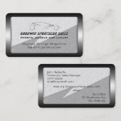 スポーツカー販売-金属フェイク、銀色のスポーツカー 名刺 (正面/裏面)