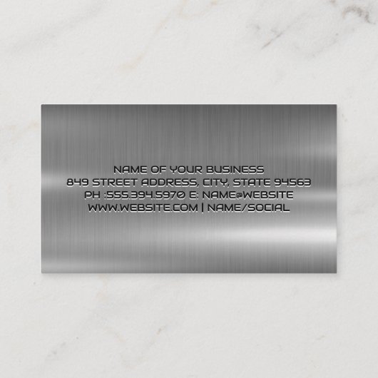 スポーツカー走行距離計のロゴ |メタリック 名刺 (裏面)