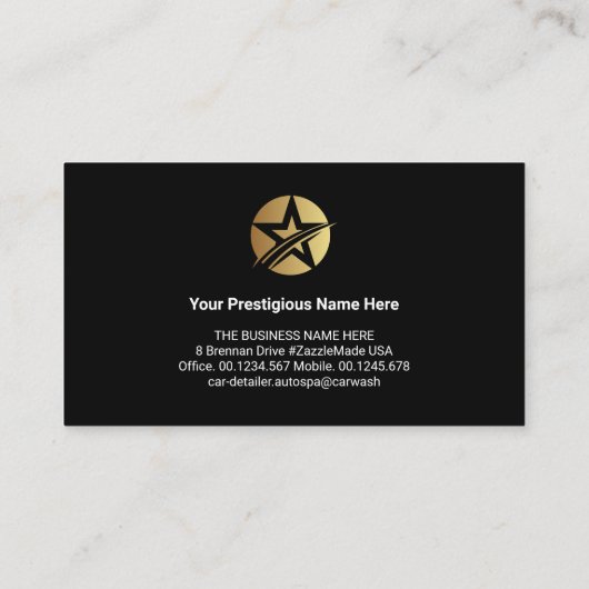 スポーツカー金ゴールドラインの自動詳細プロフェッショナル 名刺 (裏面)