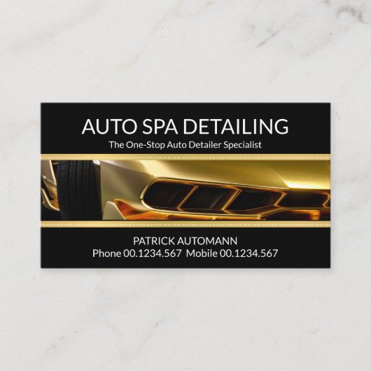 スポーツカー金ゴールドラインの自動詳細プロフェッショナル 名刺 (正面)