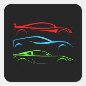 スポーツカー3台 スクエアシール (正面)