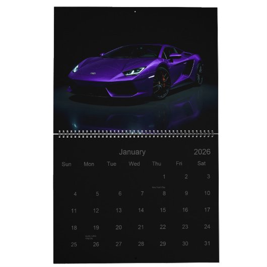 スポーツカー カレンダー (1月 2026)