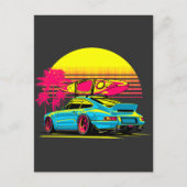 スポーツカー「サーフィン・オン・サンセット」 ポストカード (正面)