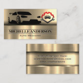 スポーツカー | レンチ | 金ゴールド金属 名刺 (正面/裏面)