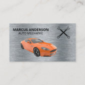 スポーツカー |レンチ |金属の背景 名刺 (正面)