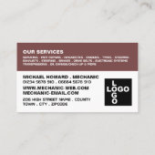 スポーツカー、自動車整備士&修理 名刺 (裏面)