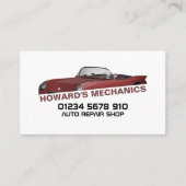 スポーツカー、自動車整備士&修理 名刺 (正面)