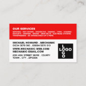 スポーツカー、自動車整備士&修理 名刺 (裏面)