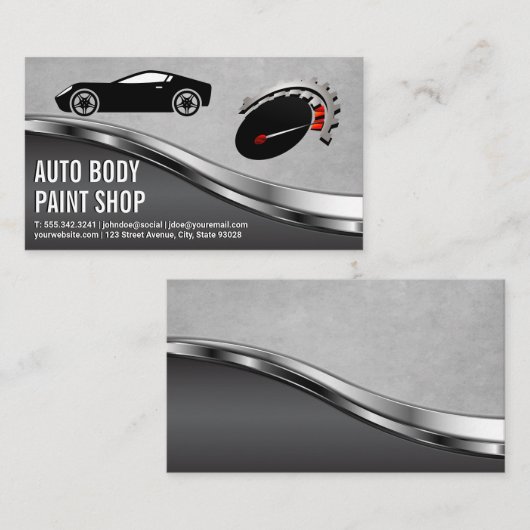 スポーツカー | 速度計 名刺 (正面/裏面)