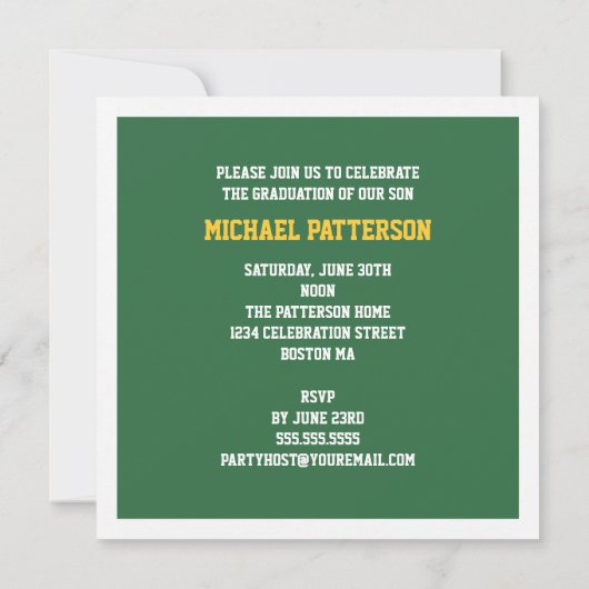 スポーツガイフォト卒業パーティーカスタム 招待状 (裏面)