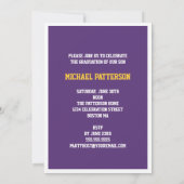 スポーツガイフォト卒業パーティー招待状パープル 招待状 (裏面)