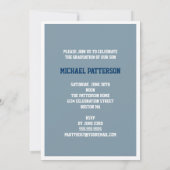 スポーツガイ写真卒業パーティー招待状ブルー 招待状 (裏面)